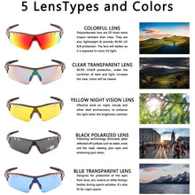 Load image into Gallery viewer, Toneoesol Polarized Sports Sunglasses with 5 Interchangeable Lenses

