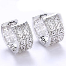 Load image into Gallery viewer, 14K Gold Plating Swarovski Elements Pav'e Laser Cut Celtic Design Hinge Earrings
