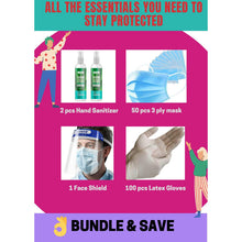Load image into Gallery viewer, Face Mask, Hand Sanitizer, Gloves, and Face Shield Bundle
