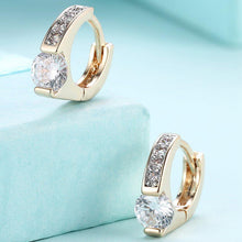 Load image into Gallery viewer, 14K Gold Plating White Swarovski Elements Pav'e Harp Shaped Clip On Earrings
