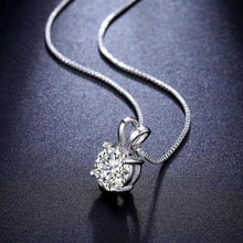 Load image into Gallery viewer, Solitaire Swarovski Crystal Princess Necklace in 18K White Gold
