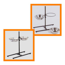 Load image into Gallery viewer, Adjustable Metal Pet Dog Feeder Bowls Elevated Stainless Steel Double Bowl Dish
