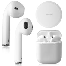 Load image into Gallery viewer, Airbuds Wireless Bluetooth Earphones with Charging Case and Bonus Qi Charging Mat
