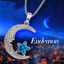 Load image into Gallery viewer, Aurora Borealis Cresent Moon and Star Necklace
