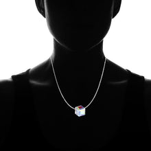 Load image into Gallery viewer, Aurora Borealis Crystal Cube Necklace Made with Swarovski Crystal
