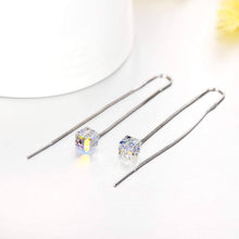 Load image into Gallery viewer, Aurora Borielles Swarovski Square Threader Drop Earrings
