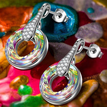 Load image into Gallery viewer, Aurora Borilles Round Stone Pave Drop Earring
