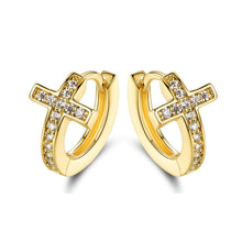 Load image into Gallery viewer, Barzel Crystal Cross Earrings Made with 18K Gold Plating and Swarovski Crystals

