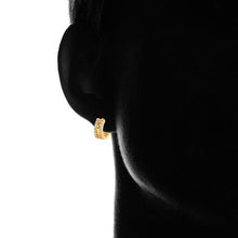 Load image into Gallery viewer, Barzel Double Encrusted Greek Key Hoop Earrings in Swarovski Crystal
