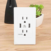 Load image into Gallery viewer, Dual Plug Electric Wall Socket Adapter 2 Usb Port Outlet Panel Switch
