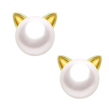 Load image into Gallery viewer, Fresh Water Pearl Freshwater Pearl Kitty Cat Stud Earrings
