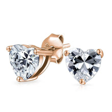 Load image into Gallery viewer, Heart Stud Earrings Made with Swarovski Elements in Sterling Silver Plated
