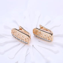 Load image into Gallery viewer, Laser Cut Swarovski Elements Clip On Earrings in 14K Gold
