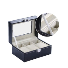 Load image into Gallery viewer, Mens Black Leather Display Glass Top Jewelry Case Organizer
