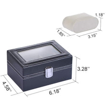 Load image into Gallery viewer, Mens Black Leather Display Glass Top Jewelry Case Organizer
