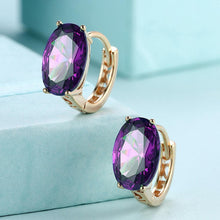 Load image into Gallery viewer, Oval Cut Purple Swarovski Clip On in 14K Gold
