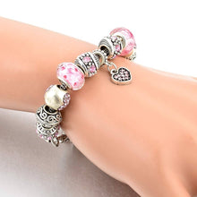 Load image into Gallery viewer, Pink Swarovski Elements Crystal And Heart Charm
