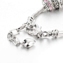 Load image into Gallery viewer, Pink Swarovski Elements Crystal And Heart Charm
