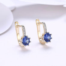 Load image into Gallery viewer, Simulated Star Shaped Micro Pav'e Leverback Earrings Set in 18K Gold
