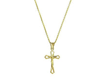 Load image into Gallery viewer, Solid 10K Yellow Gold Diamond Cut Cross Necklace
