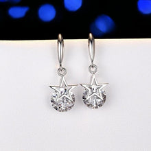 Load image into Gallery viewer, Sterling Silver Crystal Star Hook Earrings
