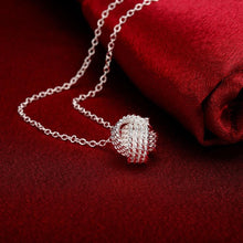 Load image into Gallery viewer, Sterling Silver Mesh Knot Pendant Necklace
