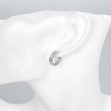 Load image into Gallery viewer, Sterling Silver Pave Huggies Earrings Small Round CZ Huggie Hoop Earrings
