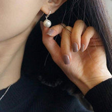 Load image into Gallery viewer, Sterling Silver Plated Pearl Drop Hoop Earrings
