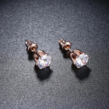 Load image into Gallery viewer, Swarovski Crystal Pave Stud Earring in 18K Rose Gold Plated
