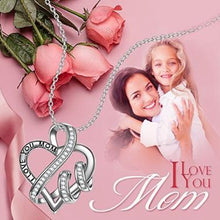 Load image into Gallery viewer, White Swarovski Elements Pav'e Intertwined Heart Shaped Necklace
