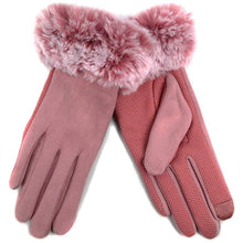 Load image into Gallery viewer, Women's Faux-Fur Cuff Touch-Screen Gloves with Non-Slip Grip

